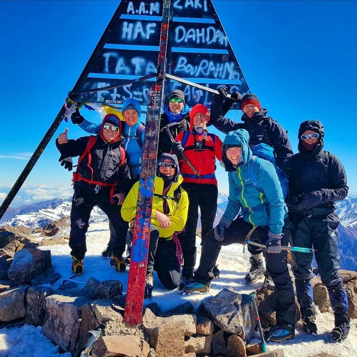 Mount Toubkal and the High Atlas peaks above Imlil, Morocco